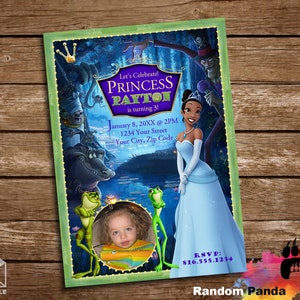Digital Delivery, Personalize Princess and the Frog Invitation, Princess Tiana Birthday Party Invite