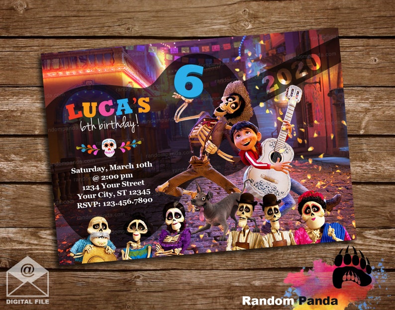 Digital Delivery, Coco Invitation, Miguel and Skeleton Family Party, Coco Birthday Invite image 1