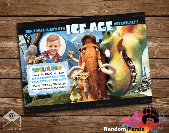 Digital Delivery, Ice Age Invitation, Jurassic Dinosaur Party, Ice Age Invite Il_570xn
