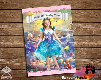 DIGITAL FILE, Princess Ariel Bday Costume Party Poster, Little Mermaid Birthday Banner Backdrop