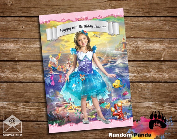 Digital Delivery, BE Princess Ariel Poster, Little Mermaid Party Backdrop Il_570xn