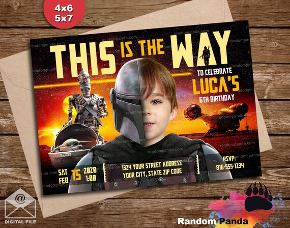Personalize Mandalorian Invitation, Star Wars Birthday Party Invite Il_570xn