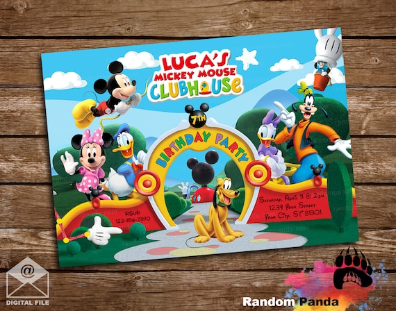 Digital Delivery, Mickey Mouse Clubhouse Invitation, Minnie Mouse Goofy Daisy Daffy Duck Pluto Party Invite Il_570xn