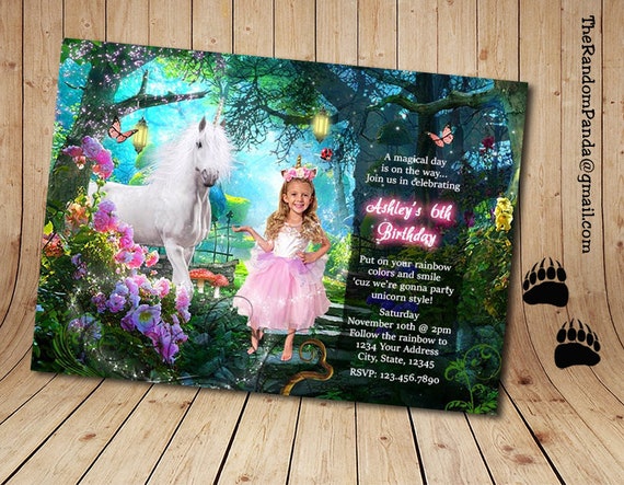 Unicorn Invitation, Enchanted Forest Party Invite Il_570xn