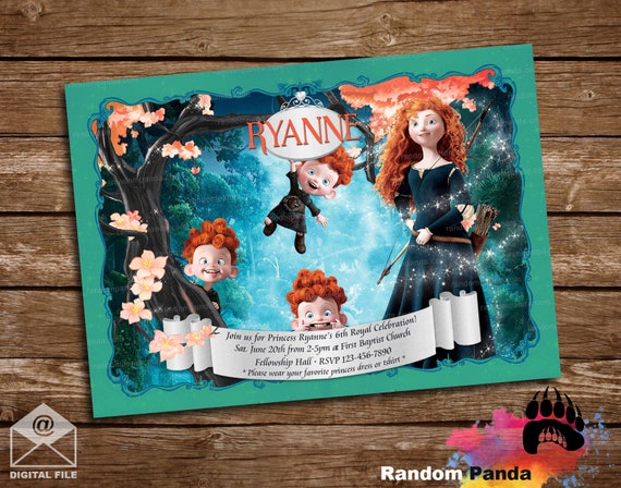 Digital Delivery, Brave Invitation, Disney Princess Party, Princess Merida Birthday Invite by Random Panda | Catch My Party Digital Delivery, Brave Invitation, Disney Princess Party, Princess Merida Birthday Invite by Random Panda | Catch My Party