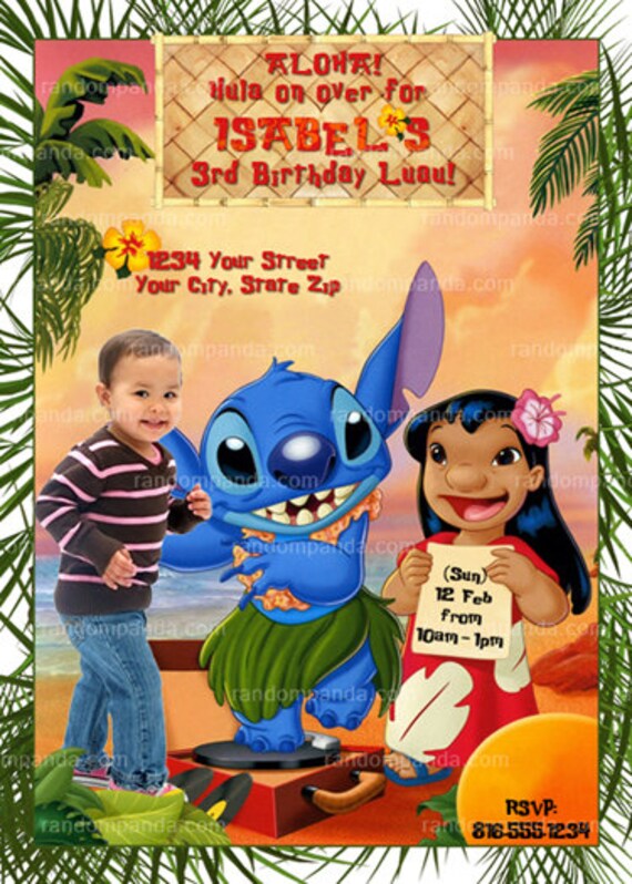 Digital Delivery, Personalize Lilo and Stitch Invitation, Lilo and Stitch Party, Lilo Birthday Invite Il_570xn