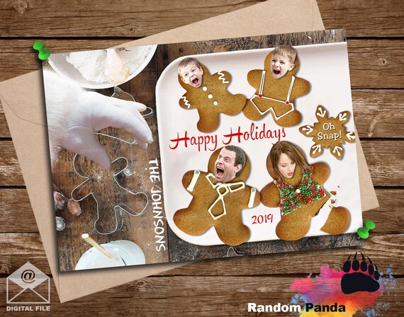 Digital Delivery Personalize Funny Christmas Card, Gingerbread Cookie Santa Hand Scare Holiday Il_570xn