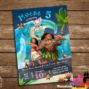 Digitale Lieferung, Moana und Maui Partyeinladung, Maui and Pig Birthday Invite