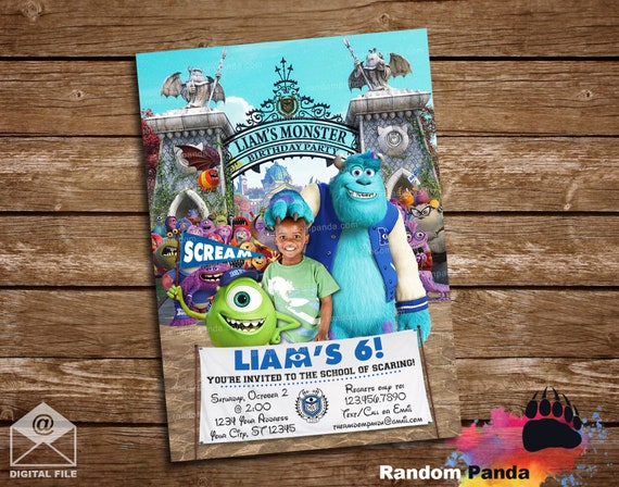 Digital Delivery, Personalize Funny Monsters University Invitation, Monsters Inc Birthday Party Invite Il_570xn
