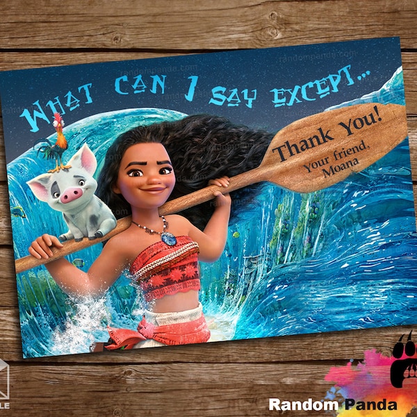Moana Thank You Card - Etsy