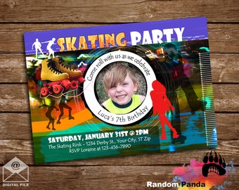 Digital Delivery, Roller Skating Party Invitation, 80s Retro Roller Skates Birthday Invite