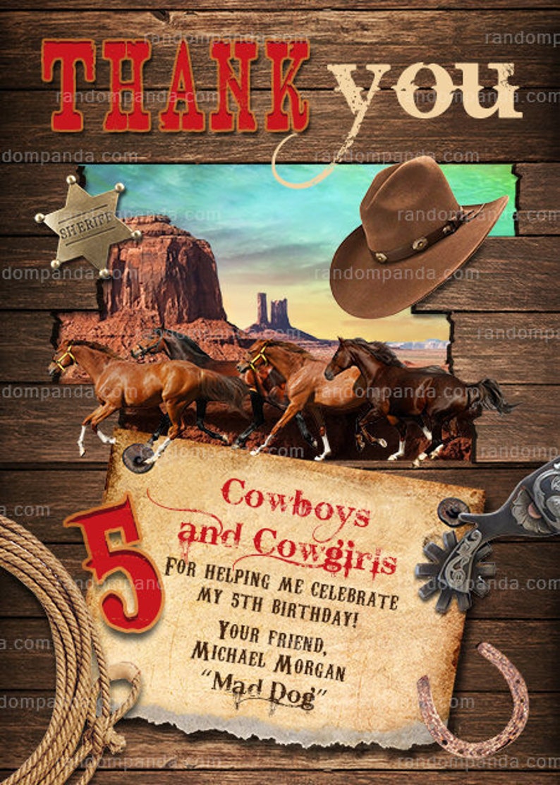 cowboy-thank-you-card-western-party-wild-west-horse-birthday-etsy