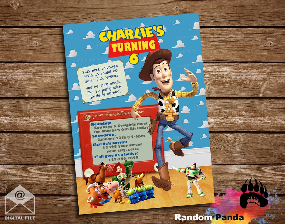Woody First Rodeo Invite Digital Delivery, Cowboy Woody Invitation, Woody's Roundup Birthday ...