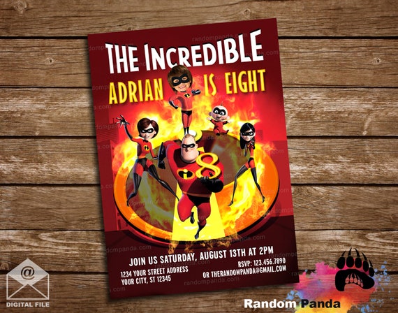 Digital Delivery, Personalize The Incredibles Invitation, Superhero Party, BE Dash Incredible Invite Il_570xn