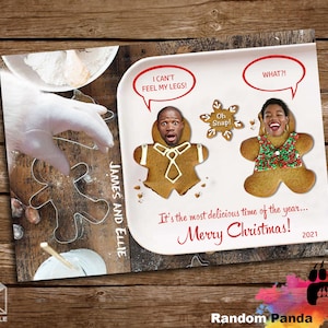 Tarjeta de Navidad divertida de entrega digital, galletas de jengibre no pueden sentir mis piernas Tarjeta navideña de parejas