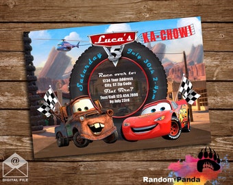 DIGITAL FILE, Cars Invitation, Mater Bday Party, Lightning McQueen Birthday Invite