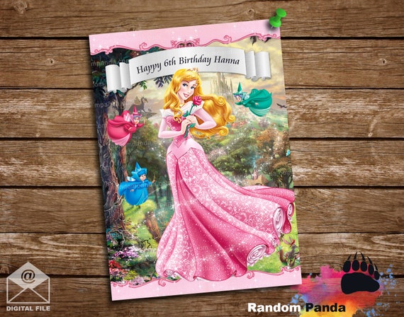 Personalize Princess Aurora Poster, Sleeping Beauty Party Backdrop DIGITAL DELIVERY Il_570xn