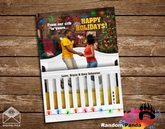 Digital Delivery Funny Christmas Card, Family in White Baby Crib Holiday Card Il_570xn