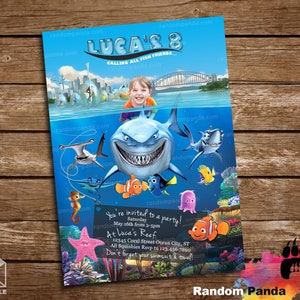 Digital Delivery, Personalize Finding Nemo Invitation, Shark Party, Dory Birthday Invite