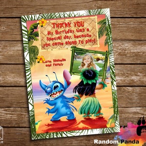 Digital Delivery, Personalize Lilo and Stitch Thank you Card, Stitch Birthday Party Thank you Note