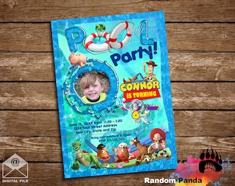 DIGITAAL BESTAND, Personaliseer Toy Story Pool Party uitnodiging, Buzz Lightyear Swimming uitnodiging