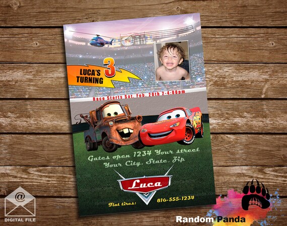 Digital Delivery, Personalize Cars Invitation, CARS Party, Lightning McQueen Invite Il_570xn