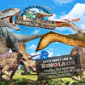 Digital Delivery, Dinosaurs Invitation, Dinosaur T Rex Birthday Invite, Jurassic Pterodactyl Party