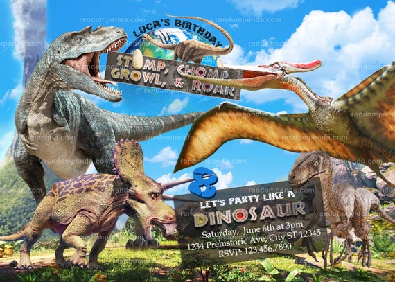 Digital Delivery, Dinosaurs Invitation, Dinosaur T Rex Birthday Invite, Jurassic Pterodactyl Party Il_570xn