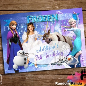 DIGITAL FILE, Frozen Bday Party Poster, Elsa, Anna and Olaf Birthday Banner Backdrop
