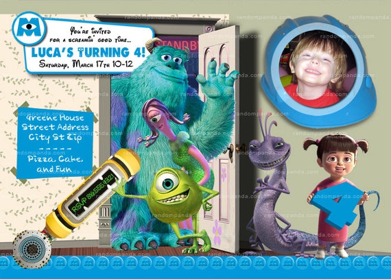 Digital Delivery, Personalize MONSTERS INC Invitation, Boys Monsters Inc Birthday Party Invite Il_570xn