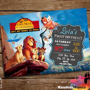 Digital Delivery, The Lion King Invitation, Simba Party, Hakuna Matata Birthday Invite