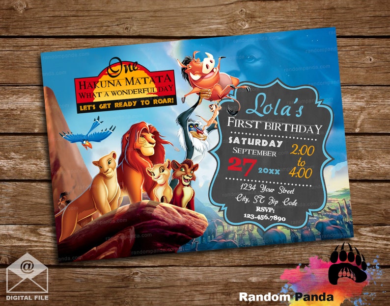 Digital Delivery, The Lion King Invitation, Simba Party, Hakuna Matata Birthday Invite image 1