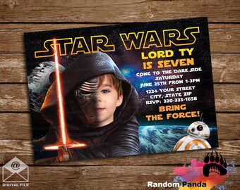 Digital Delivery, Funny BE Kylo Ren Invitation, Star Wars Force Awakens Party Invite