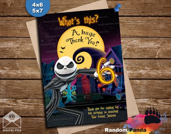 Digital Delivery, Nightmare Before Christmas Thank You Card, Halloween Party, Jack Skellington Thanks Note Il_570xn