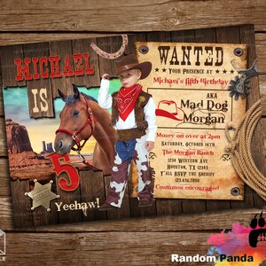 Digital Delivery, Cowboy Invitation, Western Costume Party, Wild West Horse Birthday Invite
