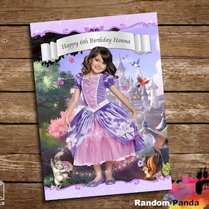 ARCHIVO DIGITAL, cartel de fiesta de disfraces de Princesa Sofía, Banner de fondo de cumpleaños de Sofía el primer