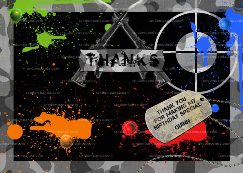 Paintball Invitation Guns Combat and Camo Paintball Party Etsy