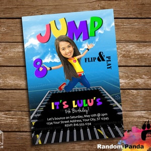 Digital Delivery, Funny Trampoline Park Invitation, Bounce and Jump Trampoline Party Invite