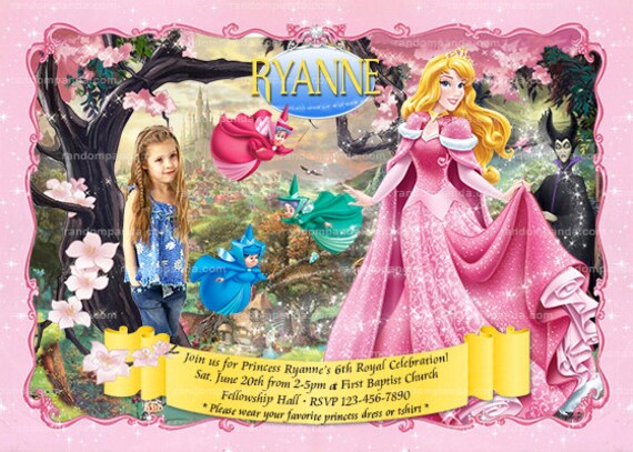Digital Delivery, Personalize Sleeping Beauty Invitation, Princess Aurora Birthday Party Invite Il_570xn