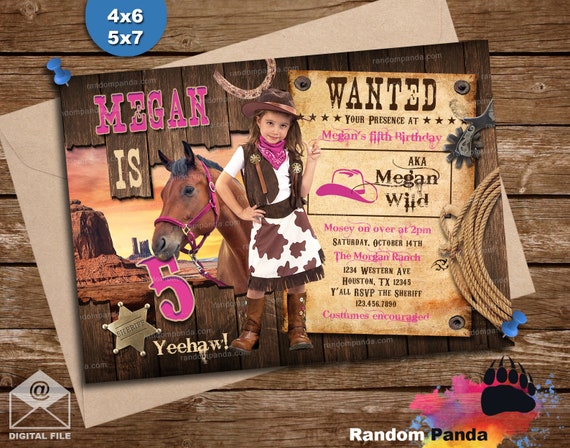 Personalize Cowgirl Invitation, Pink Western Party, Wild West Horse Birthday Invite Il_570xn