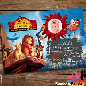Digital Delivery, Personalize The Lion King Invitation, Simba Party, Kovo and Kiara Invite