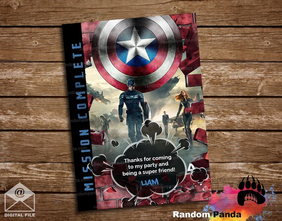 Digital Delivery, Captain America Thank You Card, Superhero Thank You Note Il_570xn