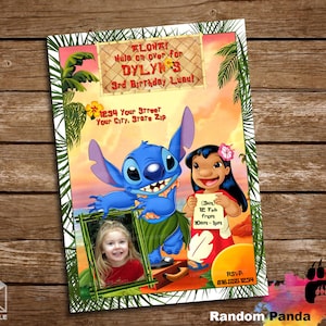 Entrega digital, personalizar la invitación de Lilo y Stitch, suministros para fiestas de Lilo y Stitch, invitación de cumpleaños de Stitch