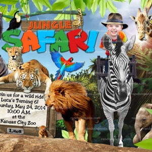 Digital Delivery, Personalize Jungle Invitation, Safari Birthday Party Invite RIDE the ZEBRA image 1