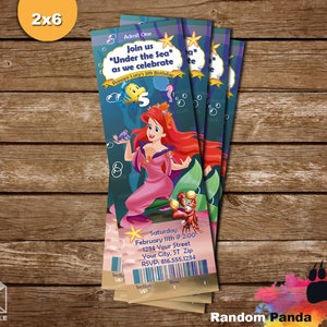 Digital Delivery, Little Mermaid Party Ticket, Princess Ariel Birthday Invitation