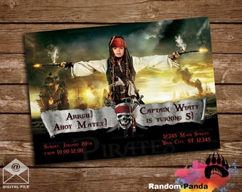 Digital Delivery, Funny Jack Sparrow Invitation, Pirates of the Caribbean Party Invite