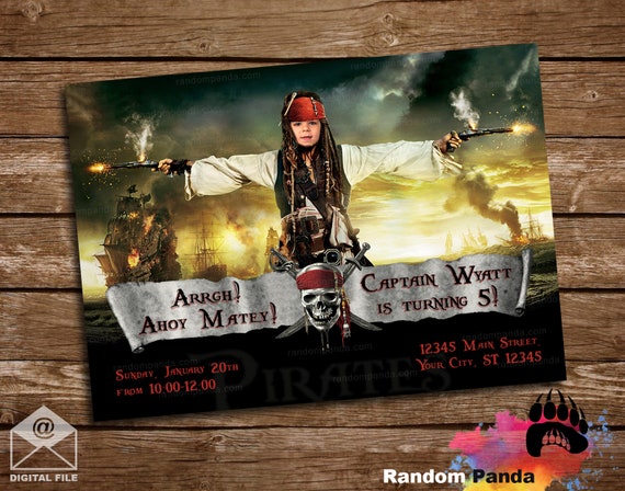 Digital Delivery, Funny Jack Sparrow Invitation, Pirates of the Caribbean Party Invite Il_570xn