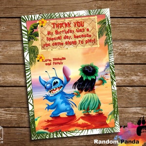 Digitale Lieferung, Lilo und Stitch Dankeskarte, Lilo und Stitch Party, Geburtstag Dankeschön Notiz