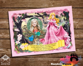 May include: Pink invitation with a photo of a young girl in a circle. The invitation is for a princess-themed birthday party. The text on the invitation reads "Join us for Princess Ryanne's 6th Royal Celebration! Sat. June 20th from 2-5pm at First Baptist Church Fellowship Hall RSVP 123-456-7890 *Please wear your favorite princess dress or tshirt*"