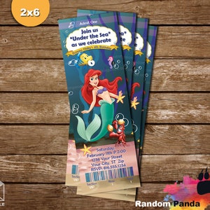 Digital Delivery, Little Mermaid Birthday Party Ticket Invitation
